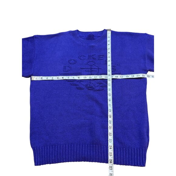 Vintage 90s Dockers Purple Heavy Knit Sweater Embossed Logo Oversized USA Large - Picture 4 of 8